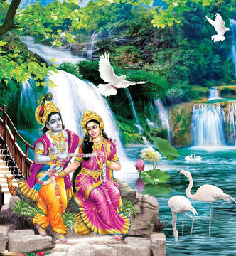 God Radha Krishna Image With Beautiful Nature