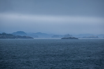 Breathtaking mountain glacier range view of Alaska mountains in Sitka with spectacular landscape scenery