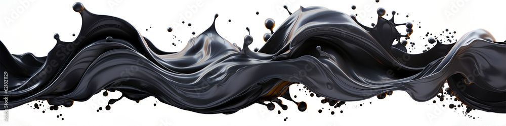 Poster black splashes isolated background PNG. Generative AI.