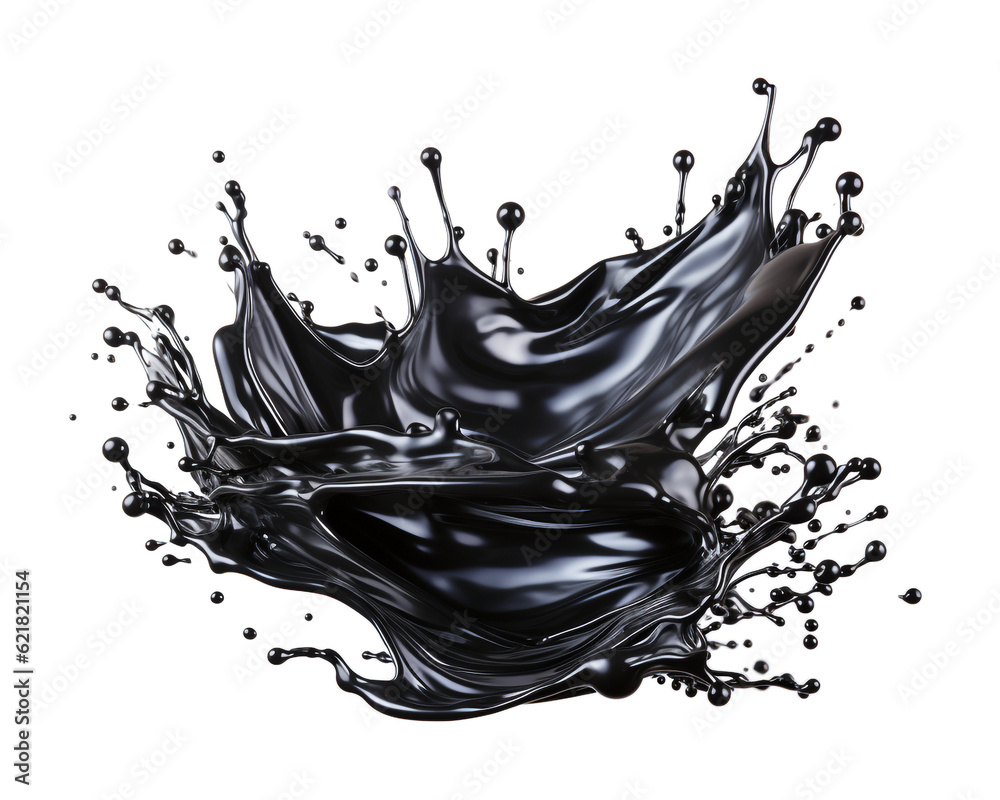 Aufkleber black splashes isolated background png. generative ai.
