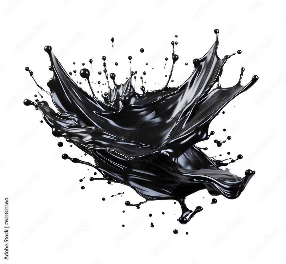 Poster black splashes isolated background PNG. Generative AI.