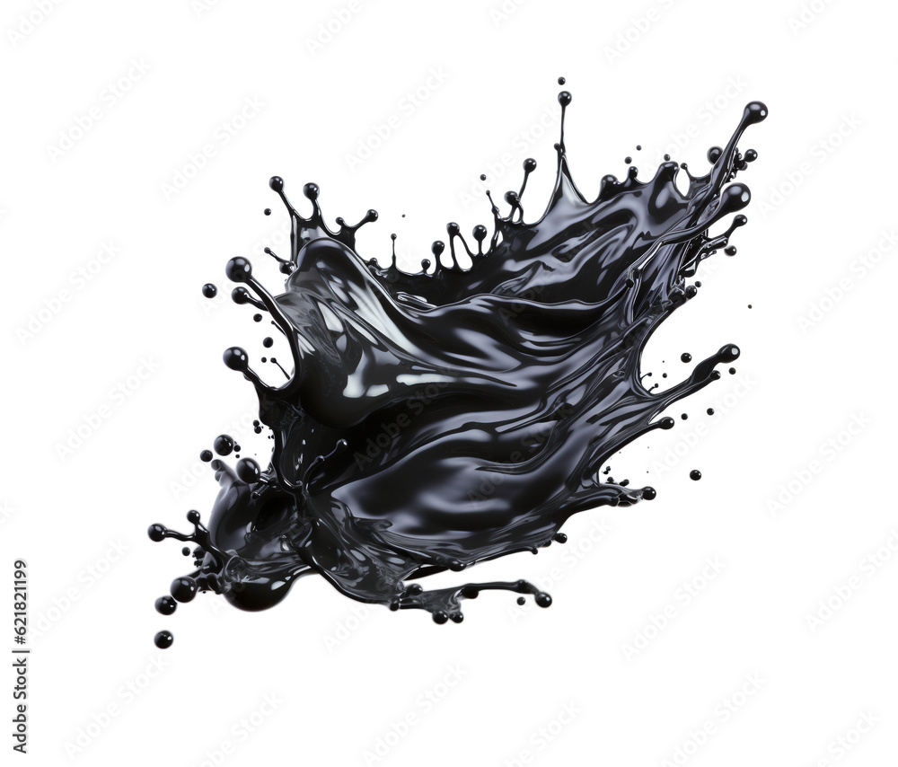 Aufkleber black splashes isolated background png. generative ai.