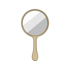 old hand mirror cartoon. object retro, antique ornate, round accessory old hand mirror sign. isolated symbol vector illustration
