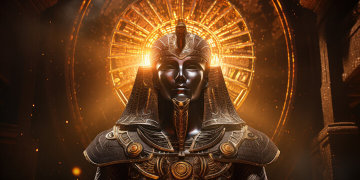 Ra, Egyptian god of sun, heaven, kingship, power, and light.. Generative AI