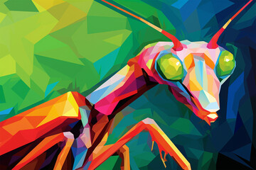 Generative AI.
wpap style abstract background, a praying mantis