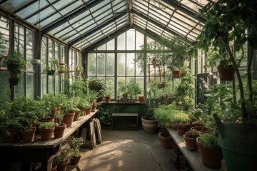 Greenhouse indoor plants. Generate Ai