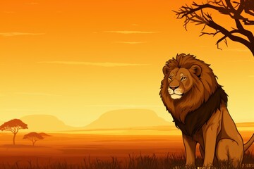Lion african savanna. Generate Ai