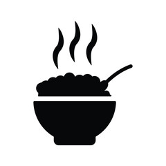 Bowl, cooked, food icon, Black vector graphics.