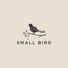 Fototapeta na wymiar Small Bird icon logo design template. silhouette of a bird perched on a branch vector illustration