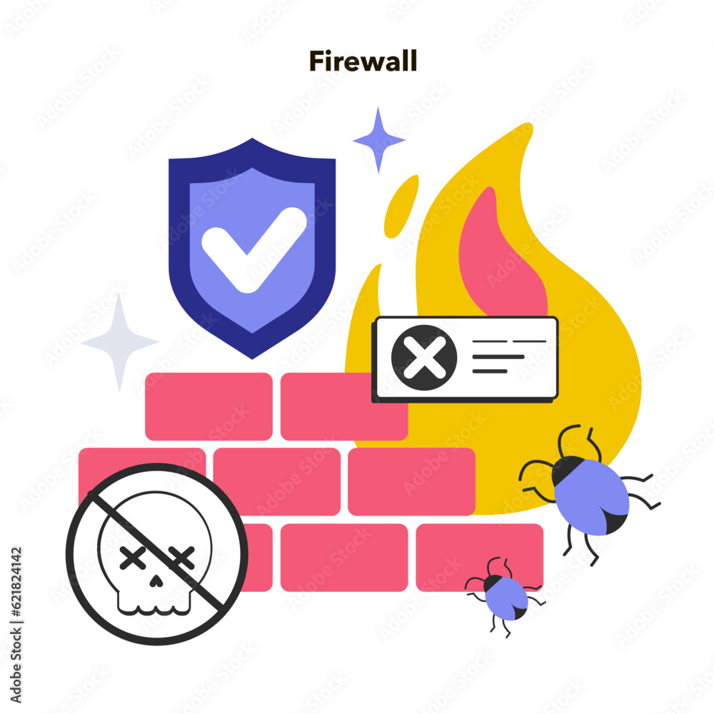 Poster firewall. network security device monitoring incoming and outgoing