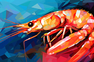 Generative AI.
wpap style abstract background, a shrimp