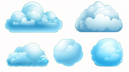 a set of watercolor painted clouds on a white background isolated. Generative AI