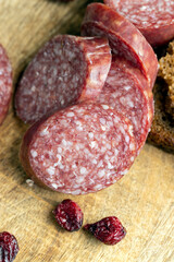 Sausage of moose meat cut into pieces