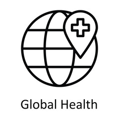 Global Health Vector  outline Icon Design illustration. Medical and Health Symbol on White background EPS 10 File