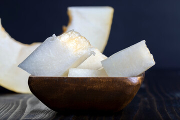 Ripe delicious melon during dessert cooking