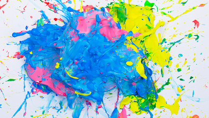 A colorful paint splatter background