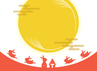 満月とうさぎのフレーム　お月見　十五夜