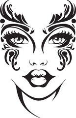 beautiful women face tattoo illustration vector