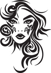 beautiful women face tattoo illustration vector