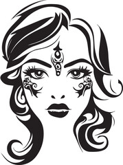 beautiful women face tattoo illustration vector