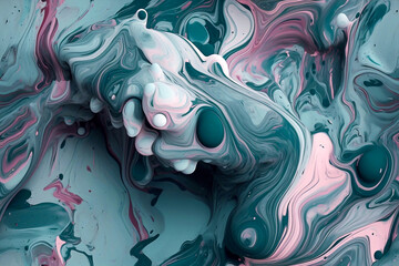 Dynamic watercolor seamless texture background. Drop fluid motion in water 3d illustration. Generated AI