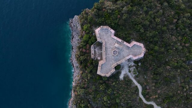 triangle shaped Ali Pasha's castle located in Porto Palermo Albanian riviera