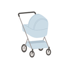 Baby stroller or carriage, flat vector illustration isolated on white background.