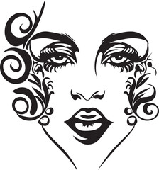beautiful women face tattoo illustration vector