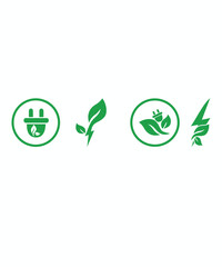 Four Unique Renewable Energy And Environmental Protection Green Icons