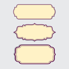 Vintage decorative labels, retro stickers emblem set. Vector decoration certificate for wedding decorate banner, ornamental decorative tag for menu illustration.