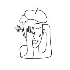 abstract drawing of woman, cubism line art