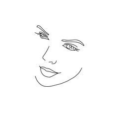 abstract face line drawing. Beauty Woman Portrait minimalistic style 10