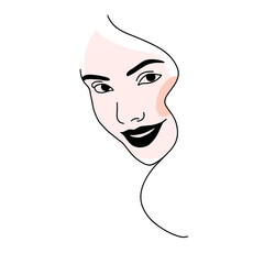 abstract face line drawing. Beauty Woman Portrait minimalistic style