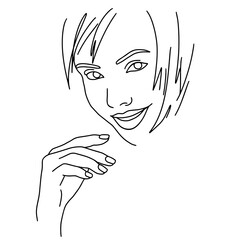 abstract face line drawing. Beauty Woman Portrait minimalistic style 5