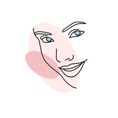 abstract face line drawing. Beauty Woman Portrait minimalistic style 3