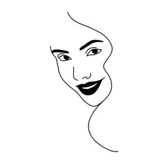 abstract face line drawing. Beauty Woman Portrait minimalistic style