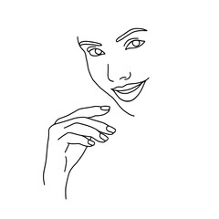 abstract face line drawing. Beauty Woman Portrait minimalistic style 4