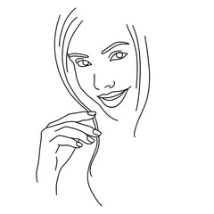 abstract face line drawing. Beauty Woman Portrait minimalistic style 8