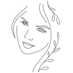 abstract face line drawing. Beauty Woman Portrait minimalistic style 14