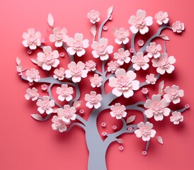 a paper cut out of a tree with flowers