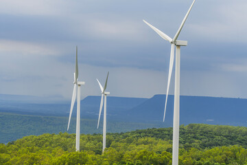 mountain wind turbine electric power nature sky background