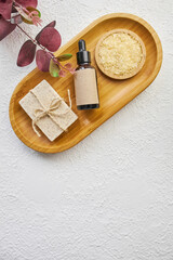 Spa treatment, home bath procedure. Set for bathroom