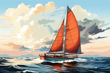Fototapeta na wymiar a sailboat on the water