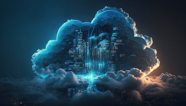 Cloud Computing City. Generative AI