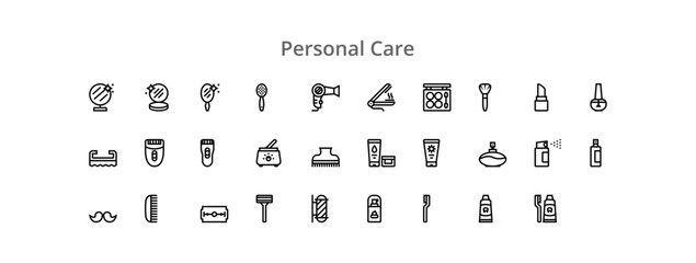 Personal Care icon set. Website set icon vector. for computer and mobile