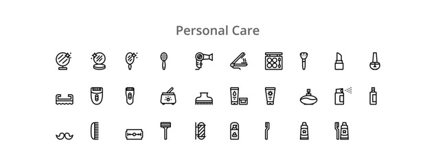 Personal Care icon set. Website set icon vector. for computer and mobile