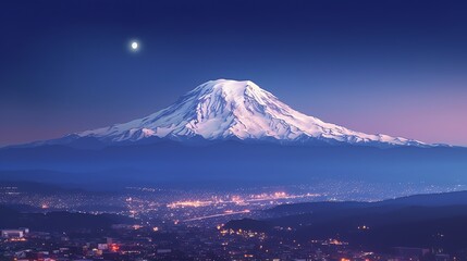 a mountain with a city in the background
