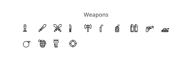 Weapons icon set. Website set icon vector. for computer and mobile
