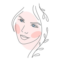abstract face line drawing. Beauty Woman Portrait minimalistic style 15