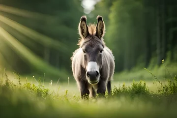 Zelfklevend Fotobehang donkey in the grass  © ahmad05
